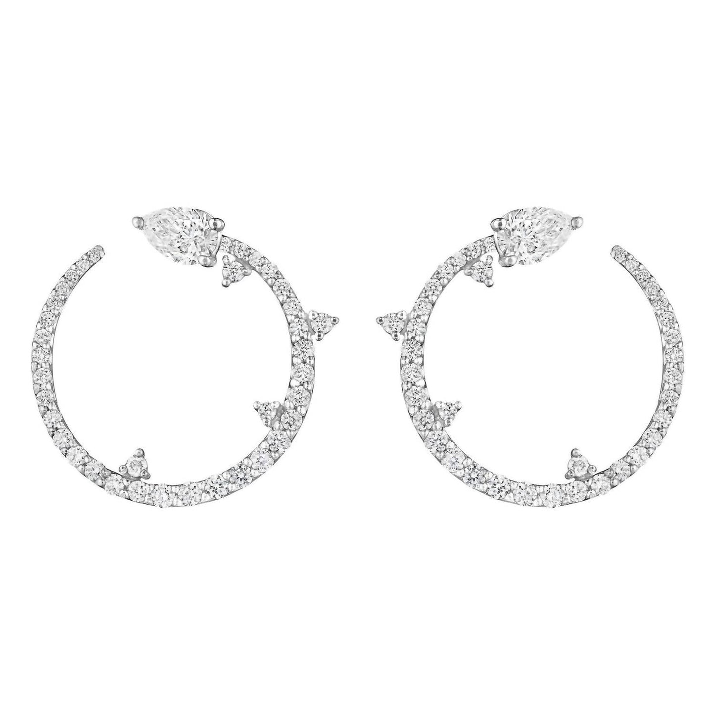 Women's Forward Facing Constellation Hoop Earrings In White Gold