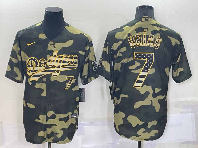 Men's Los Angeles Dodgers Julio Urias #7 Camouflage Replica Baseball jersey