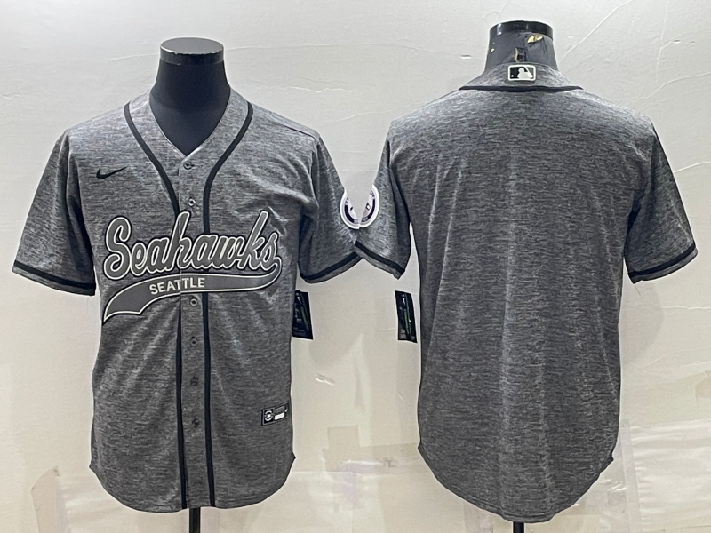 Men's Seattle Seahawks Gray Game Blank Jersey1