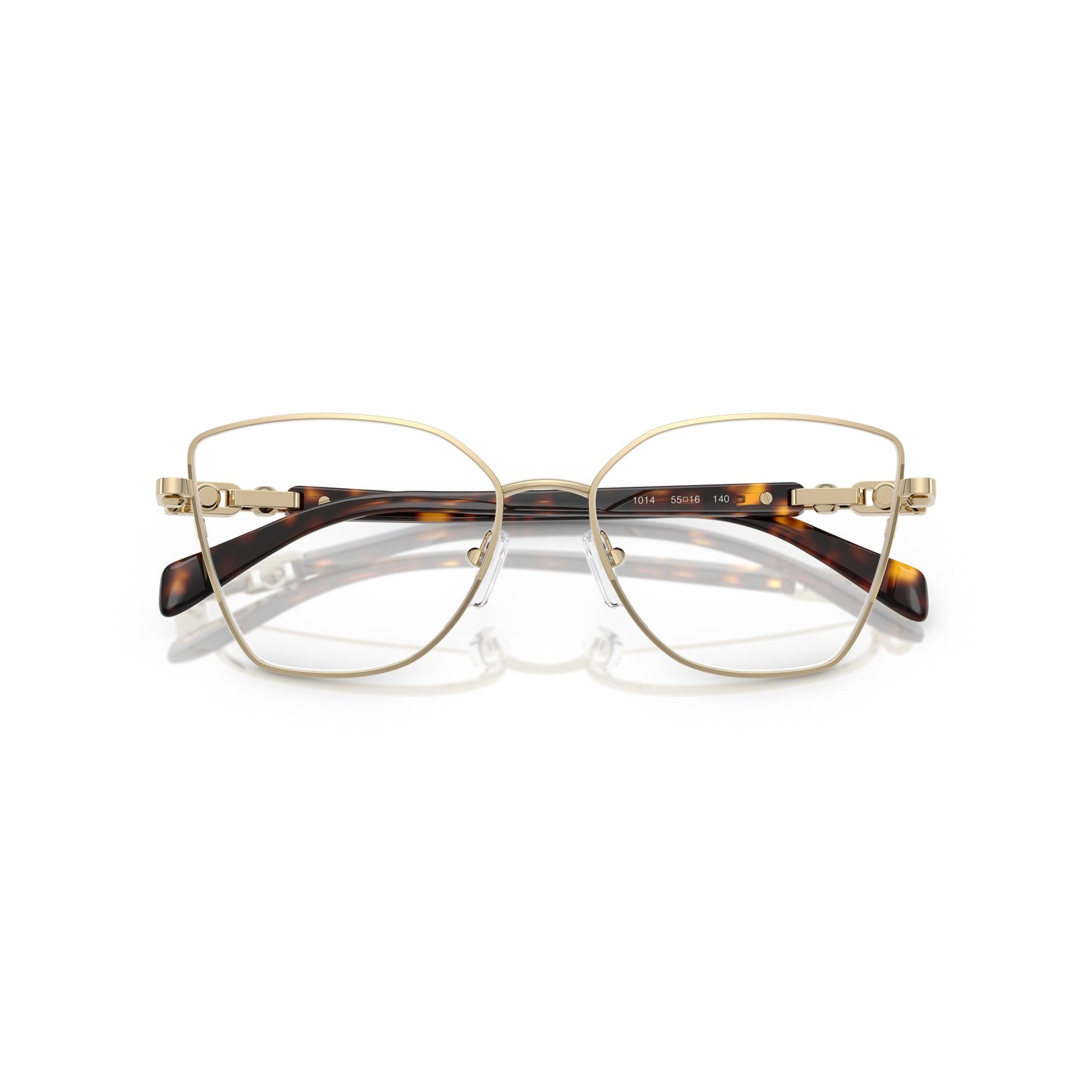 0Mk3090 Geometric Metal Frame Eyeglasses with Tortoiseshell Accents