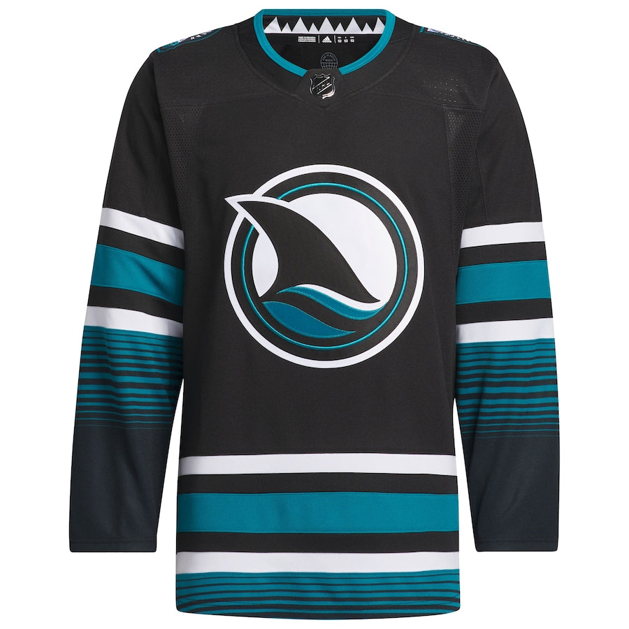 Men's San Jose Sharks adidas Black Alternate Authentic Primegreen Jersey