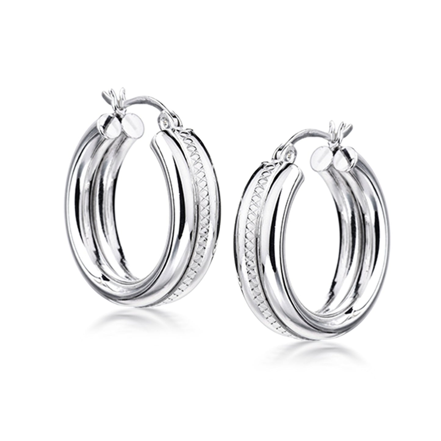 Ross-Simons Sterling Silver Striped Hoop Earrings