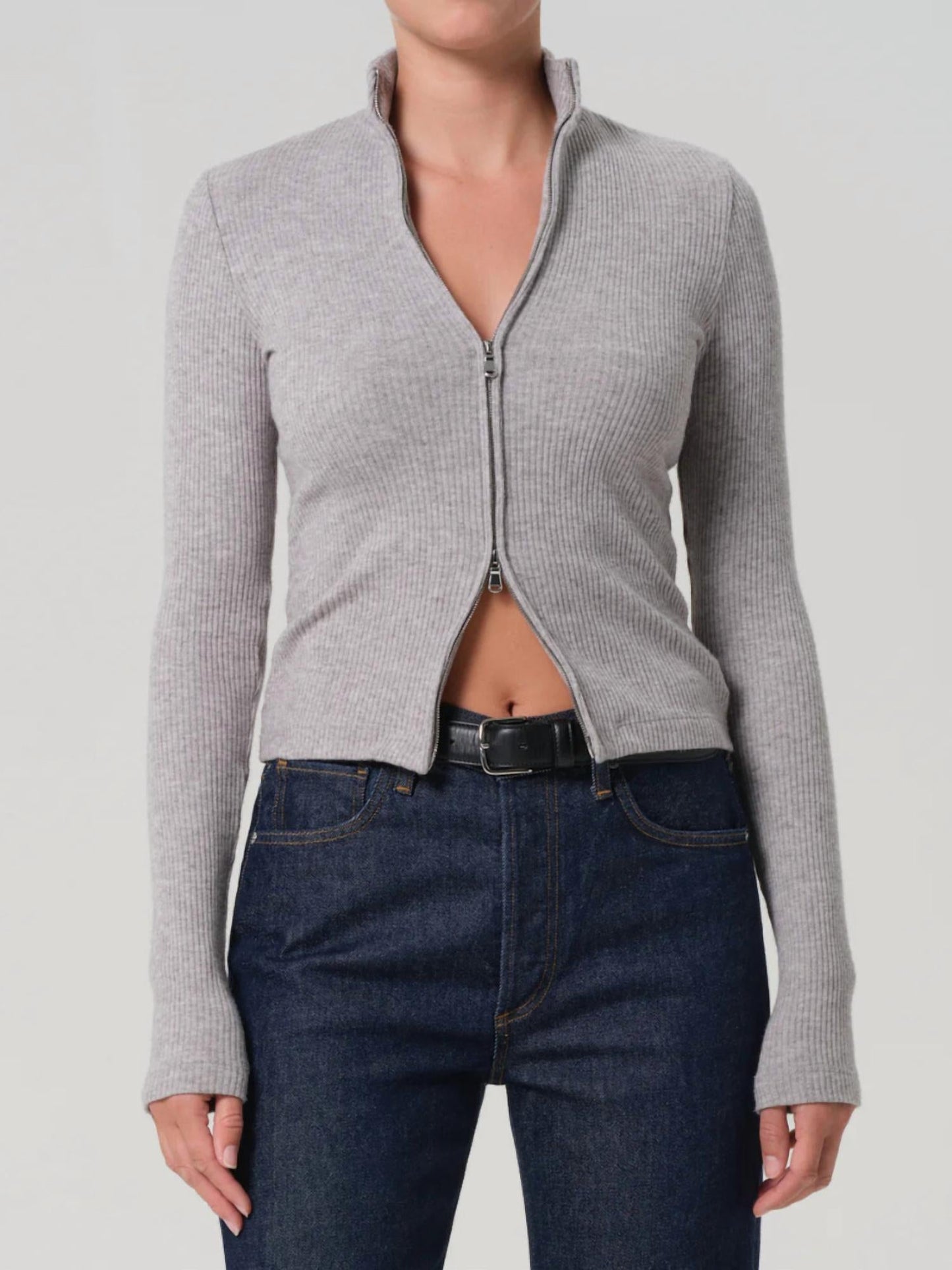 Women's Zip Cardigan In Heather Grey