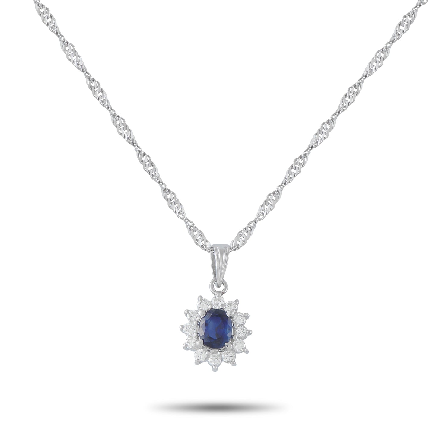 LB Exclusive Platinum 0.39ct Diamond and Sapphire Pendant Necklace MF11-041326