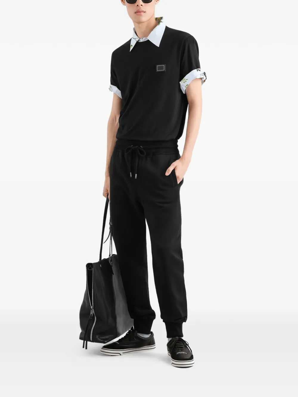 Dolce & Gabbana Men Cotton T-Shirt With Logo Plaque
