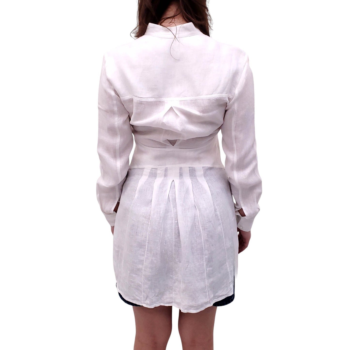 100% CAPRI WHITE LINEN BLOUSE - SIZE S