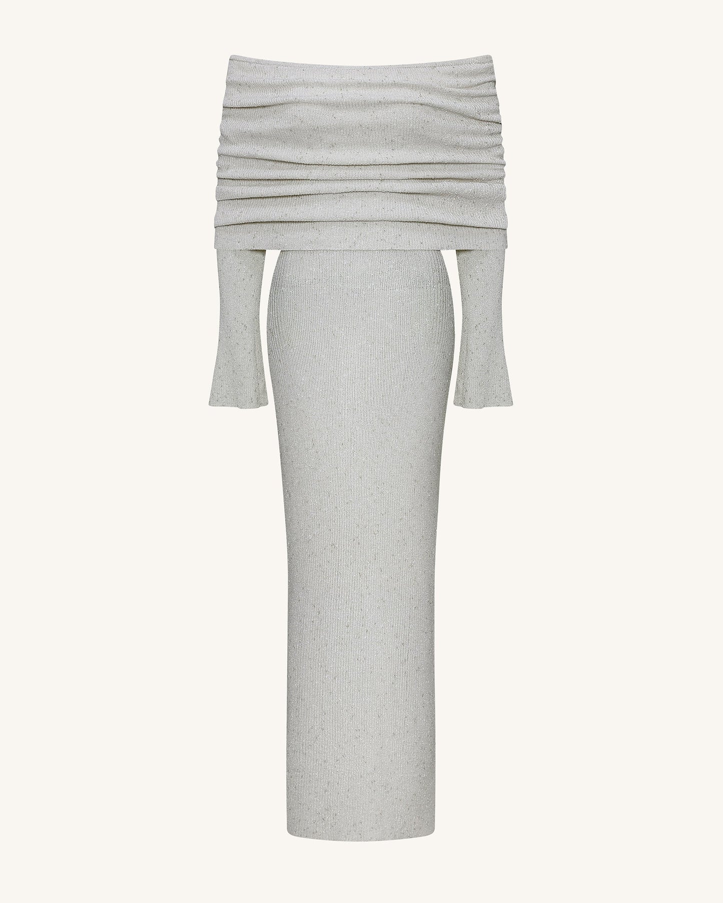 Knit Off-Shoulder Maxi Dress - Cream