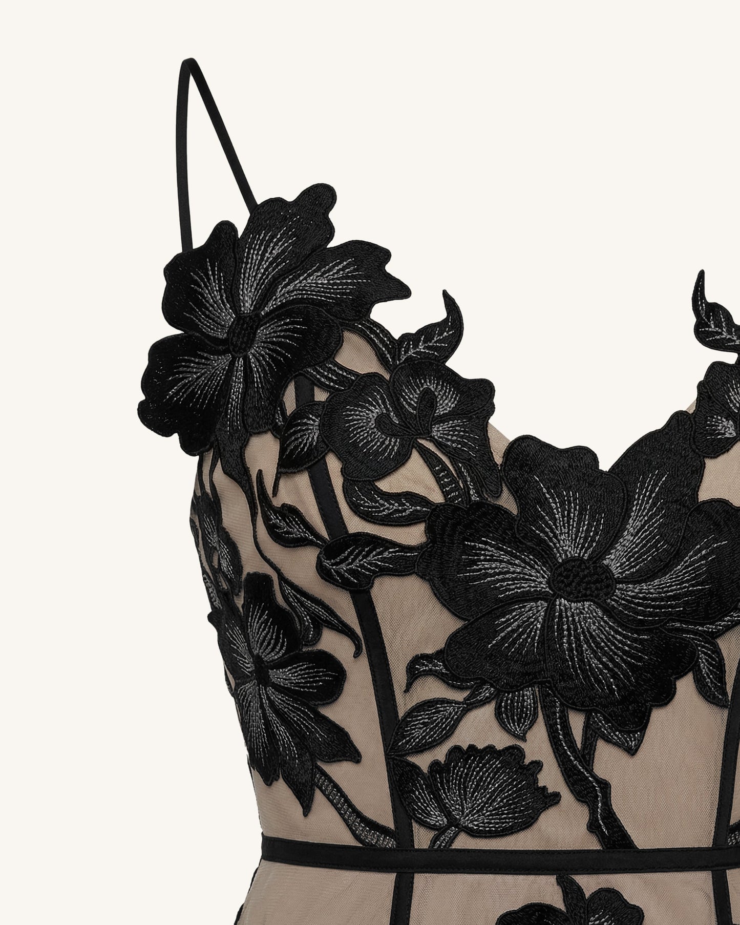 Floral Sling Mini Dress - Black