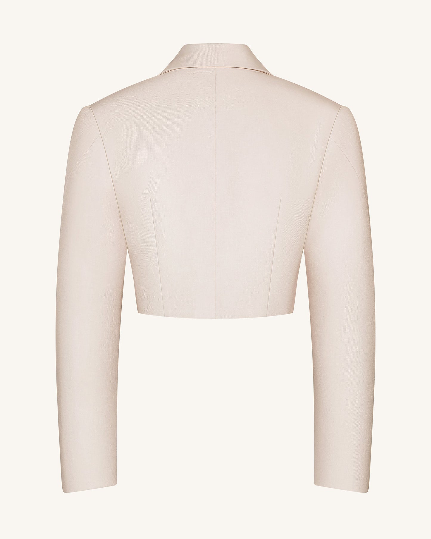 Structured Power-Shoulder Cropped Blazer - Beige