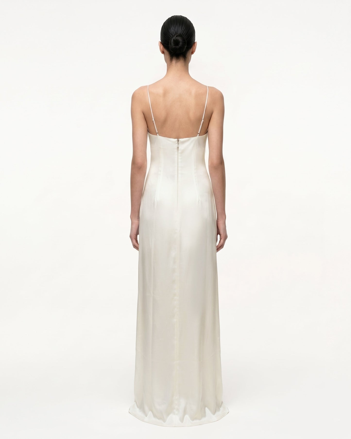 Iris Motif Satin Slip Gown - White