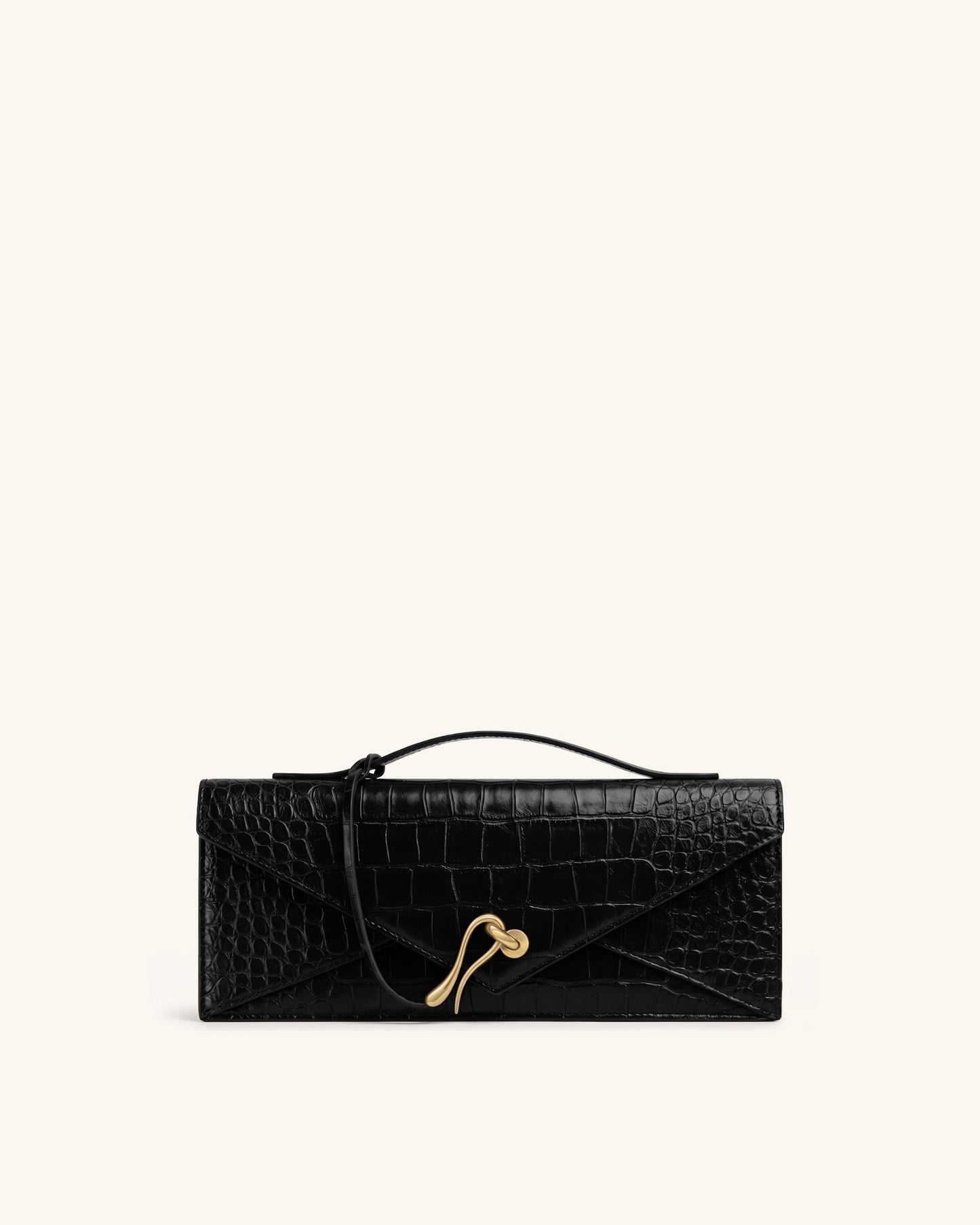 Celeste Envelope Top Handle Bag - Black Croc