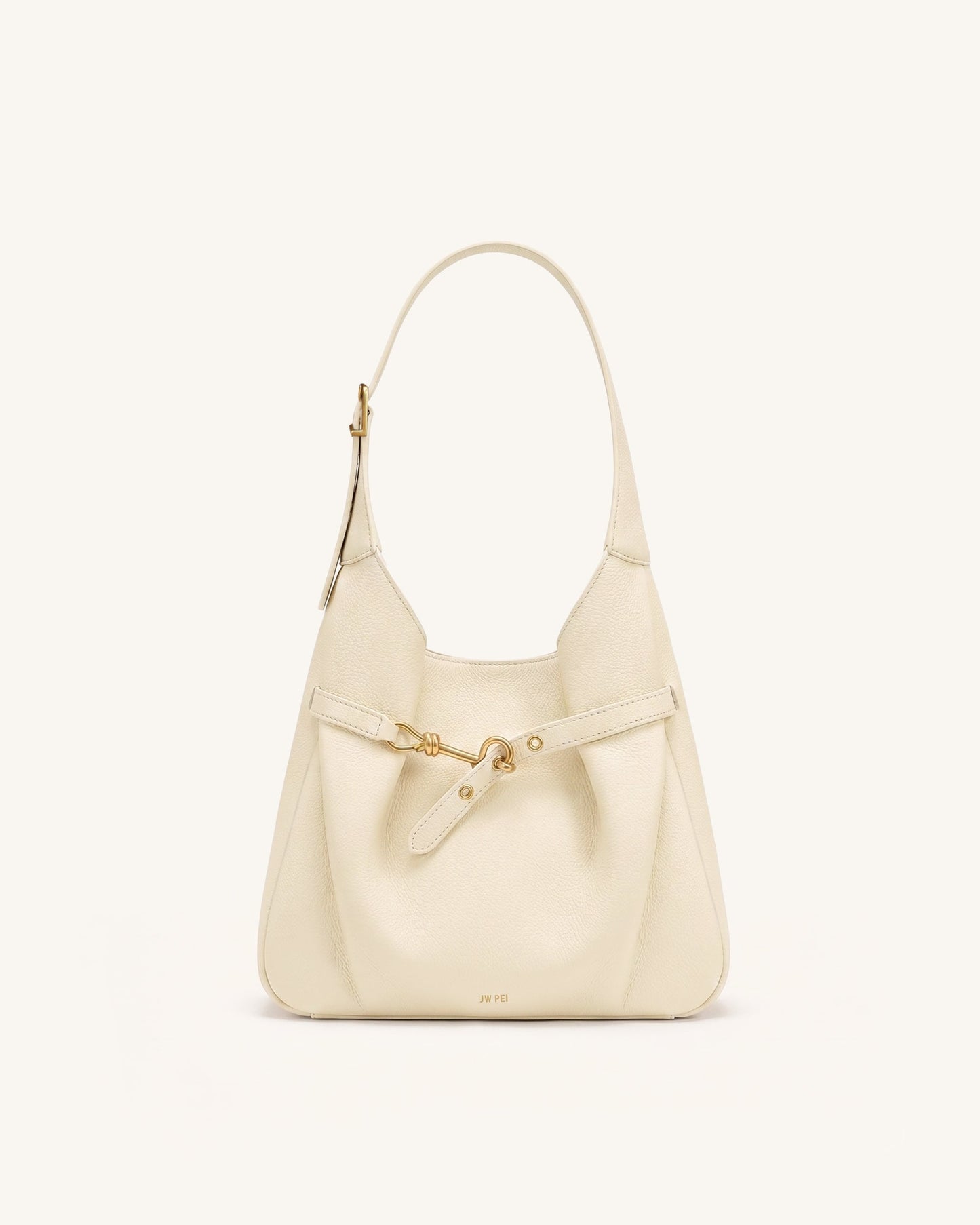 Alina Pebbled Hobo Bag - White