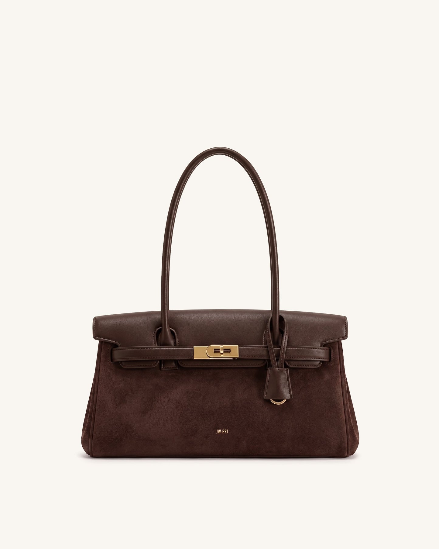 Yara Faux Suede Shoulder Bag - Chocolate Brown