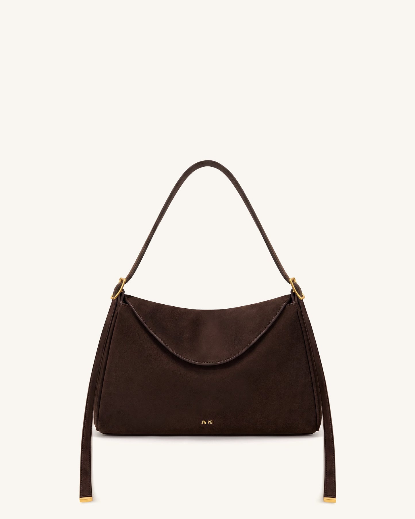 Elowen Faux Suede Flap Shoulder Bag - Dark Brown
