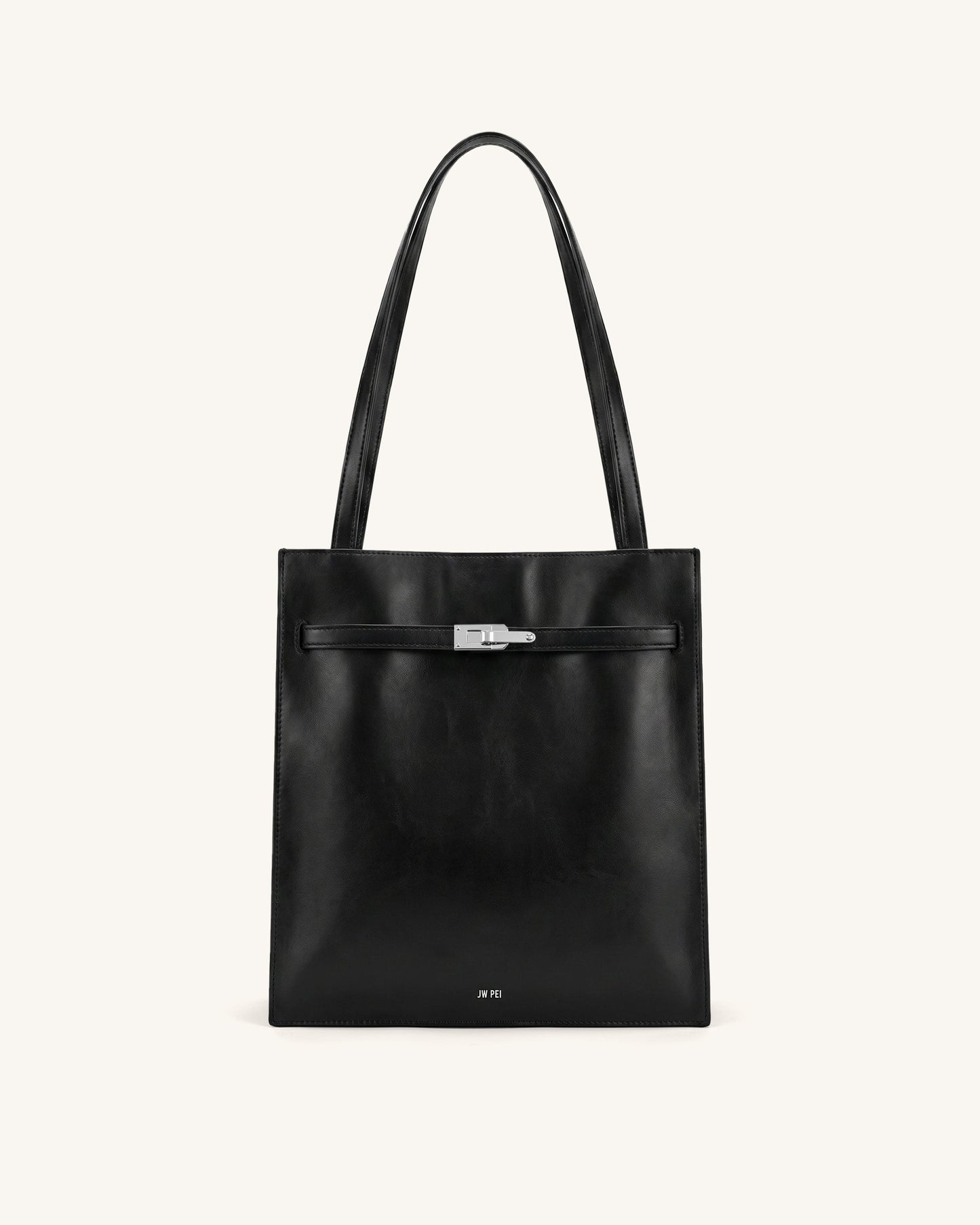Noelle Belted Tote Bag - Black