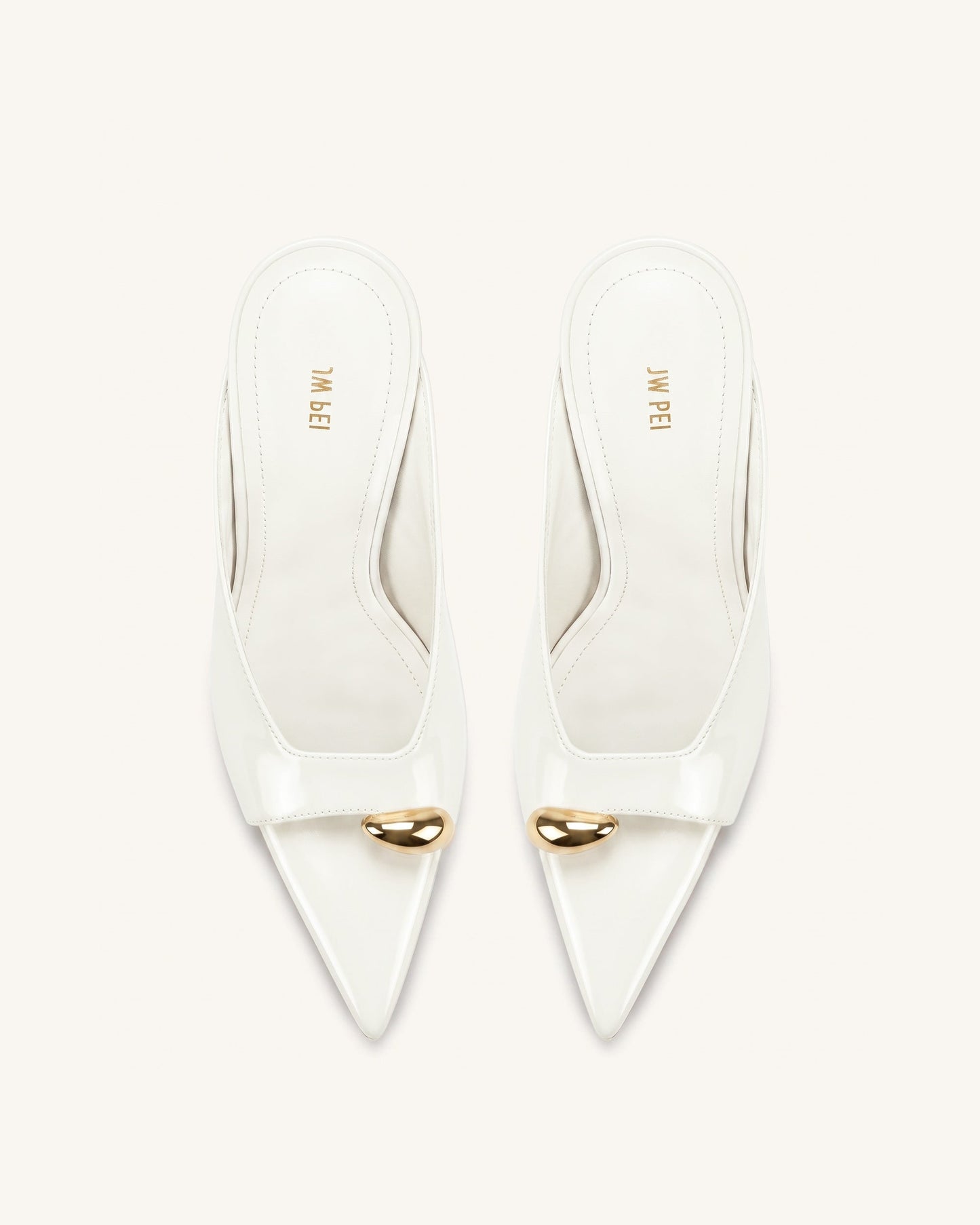 Noemi Pointed-Toe Mule Heels - White