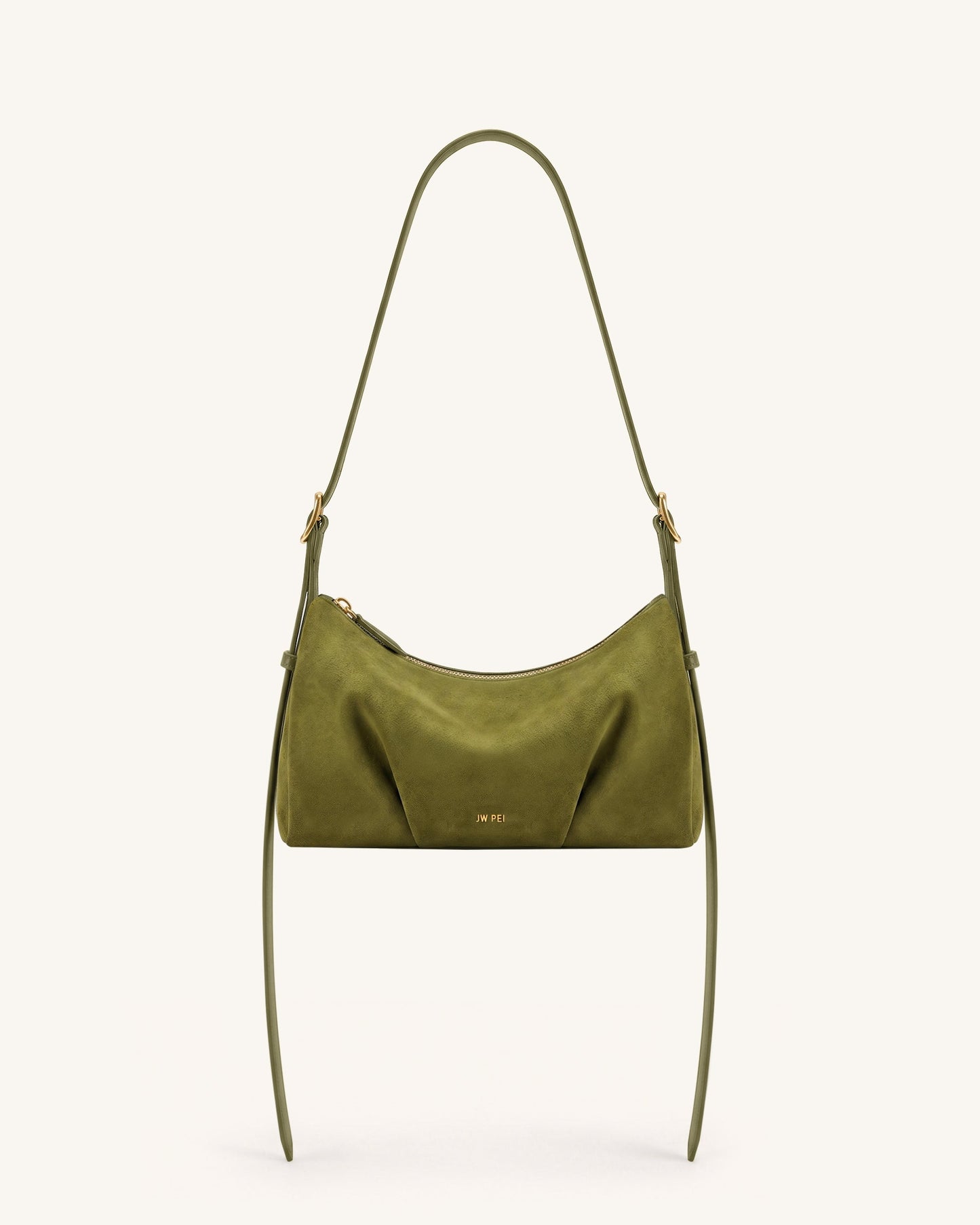 Loriette Faux Suede Crossbody Bag - Olive Green