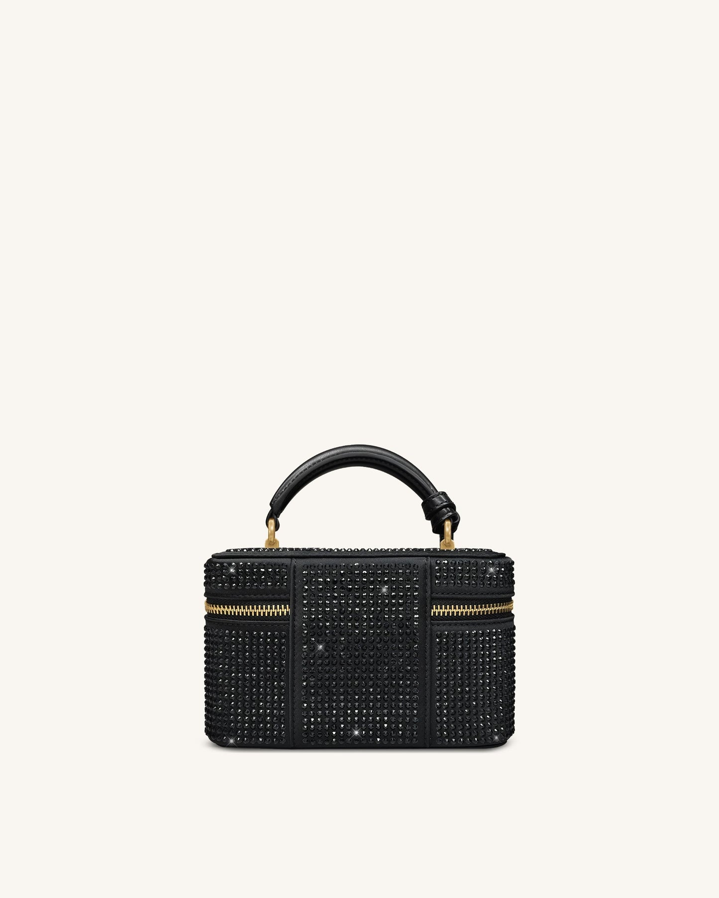 Cleo Artificial Crystal Box Shape Top Handle Bag - Black