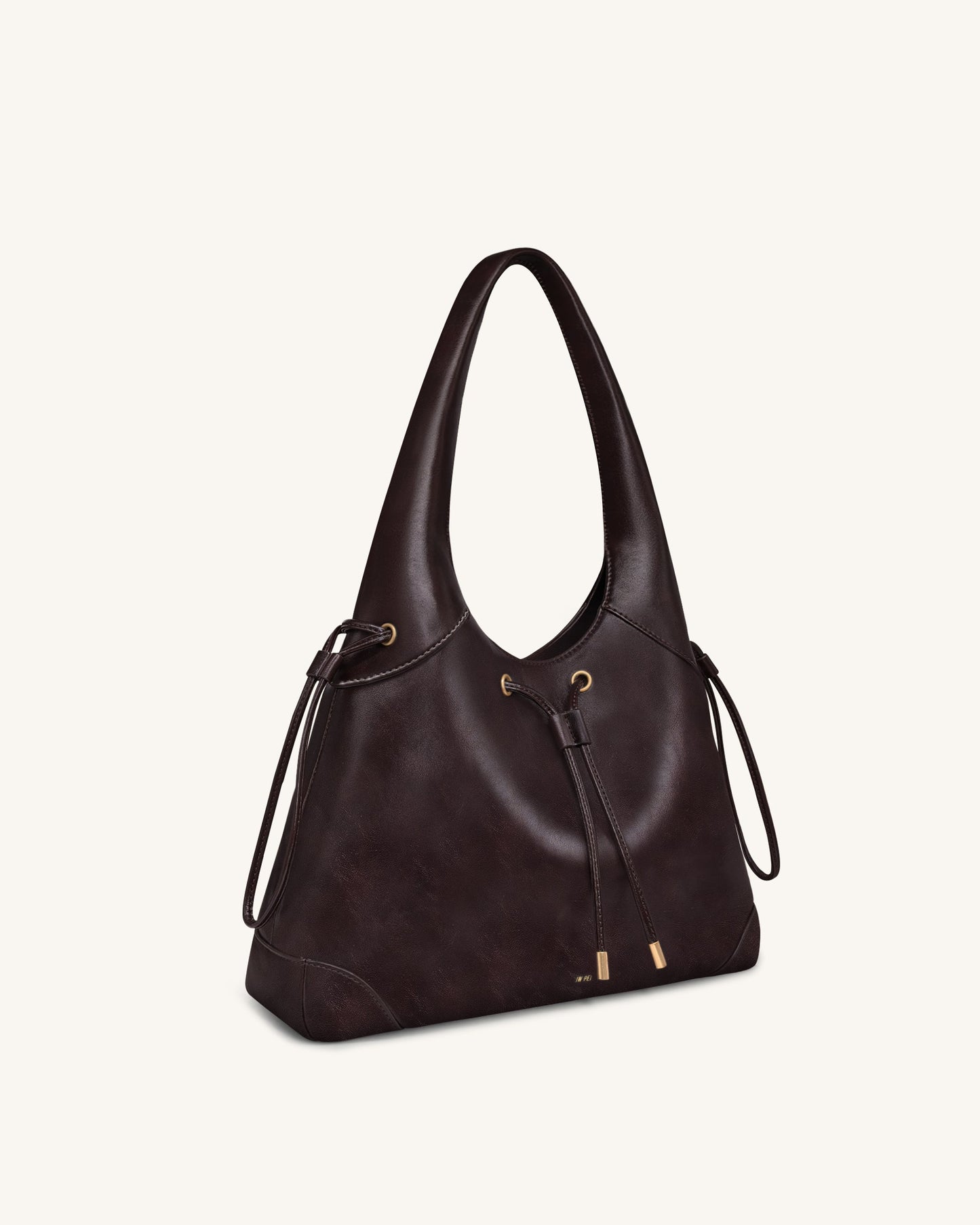 Celandra Drawstring Hobo Bag - Dark Brown