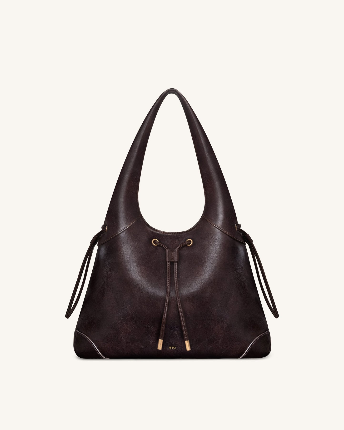 Celandra Drawstring Hobo Bag - Dark Brown