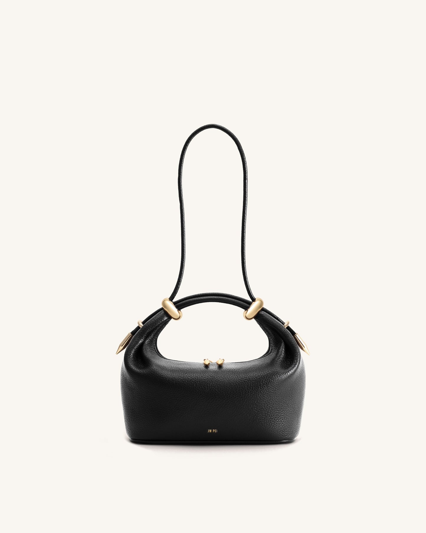Ellie Metal Ring Embellished Top Handle Bag - Black