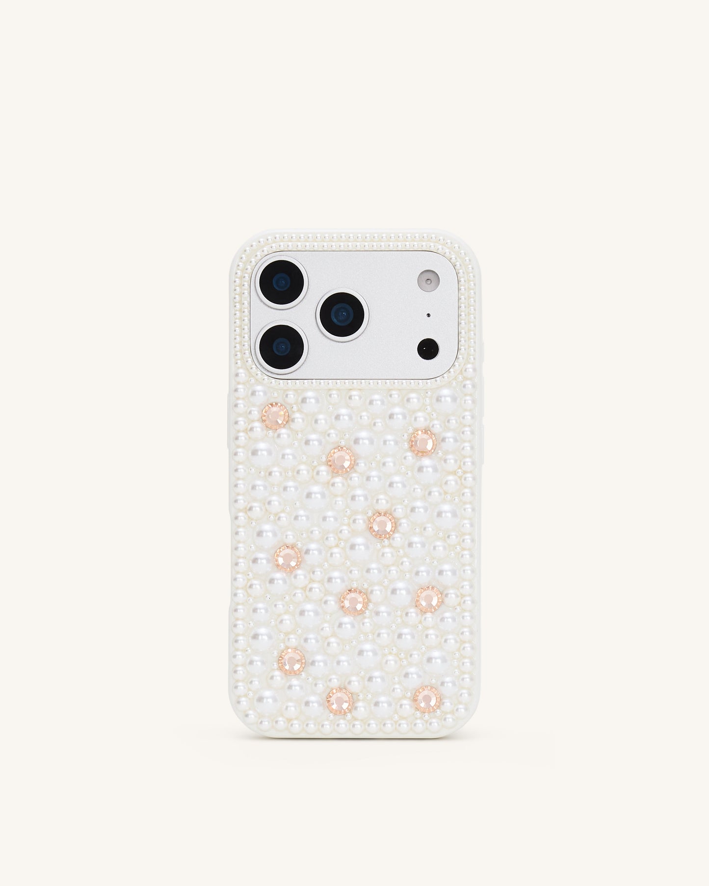 Pearl Embellished Phone Case - White