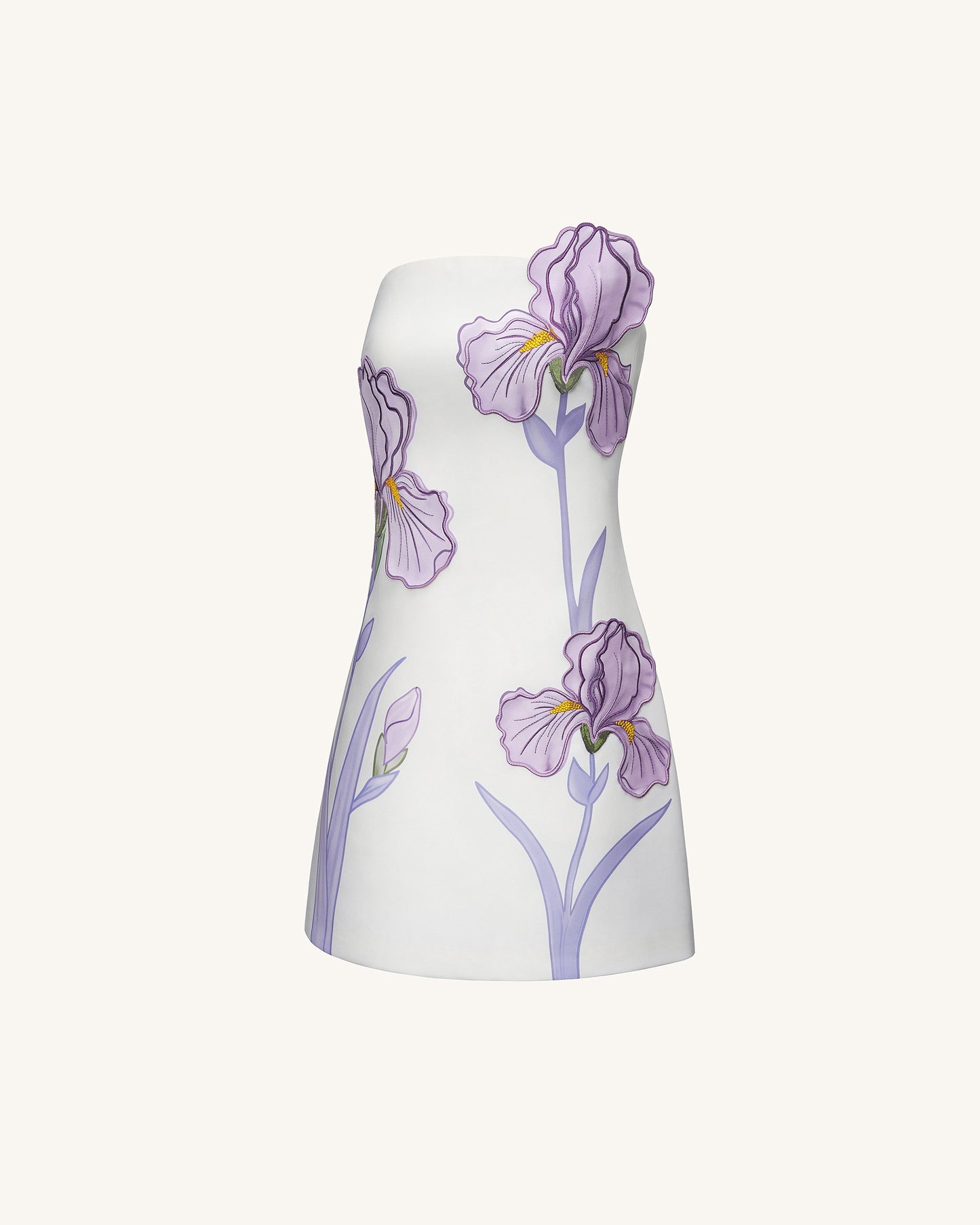 Iris Floral Print Strapless Dress - White