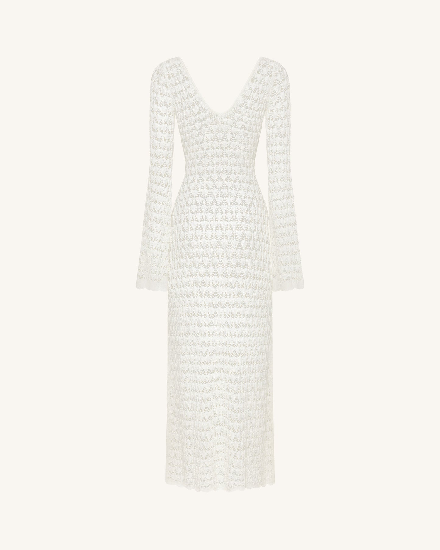 Pointelle Knit Keyhole Maxi Dress - White
