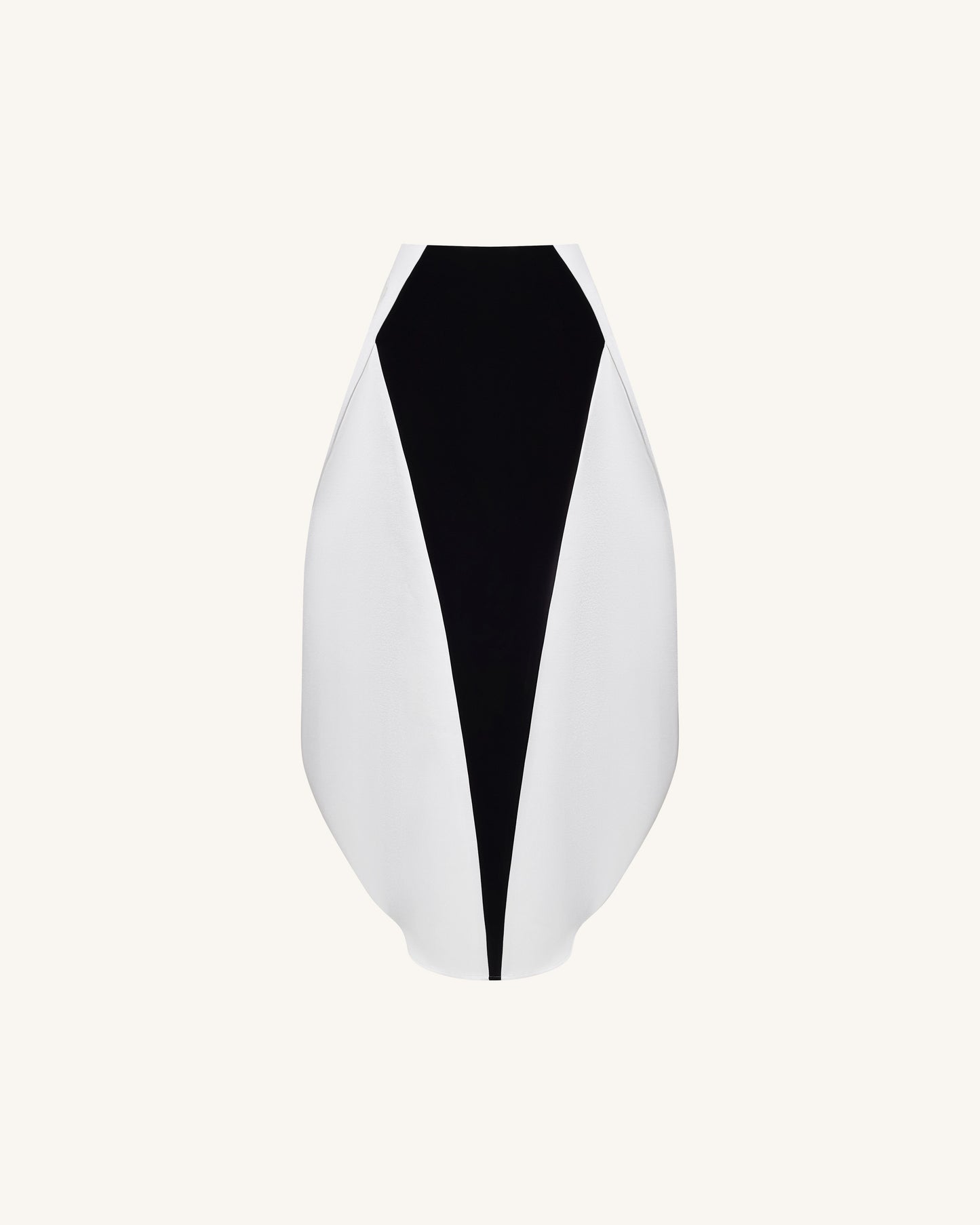 Monochrome Paneled Structured Pannier Maxi Skirt - Black