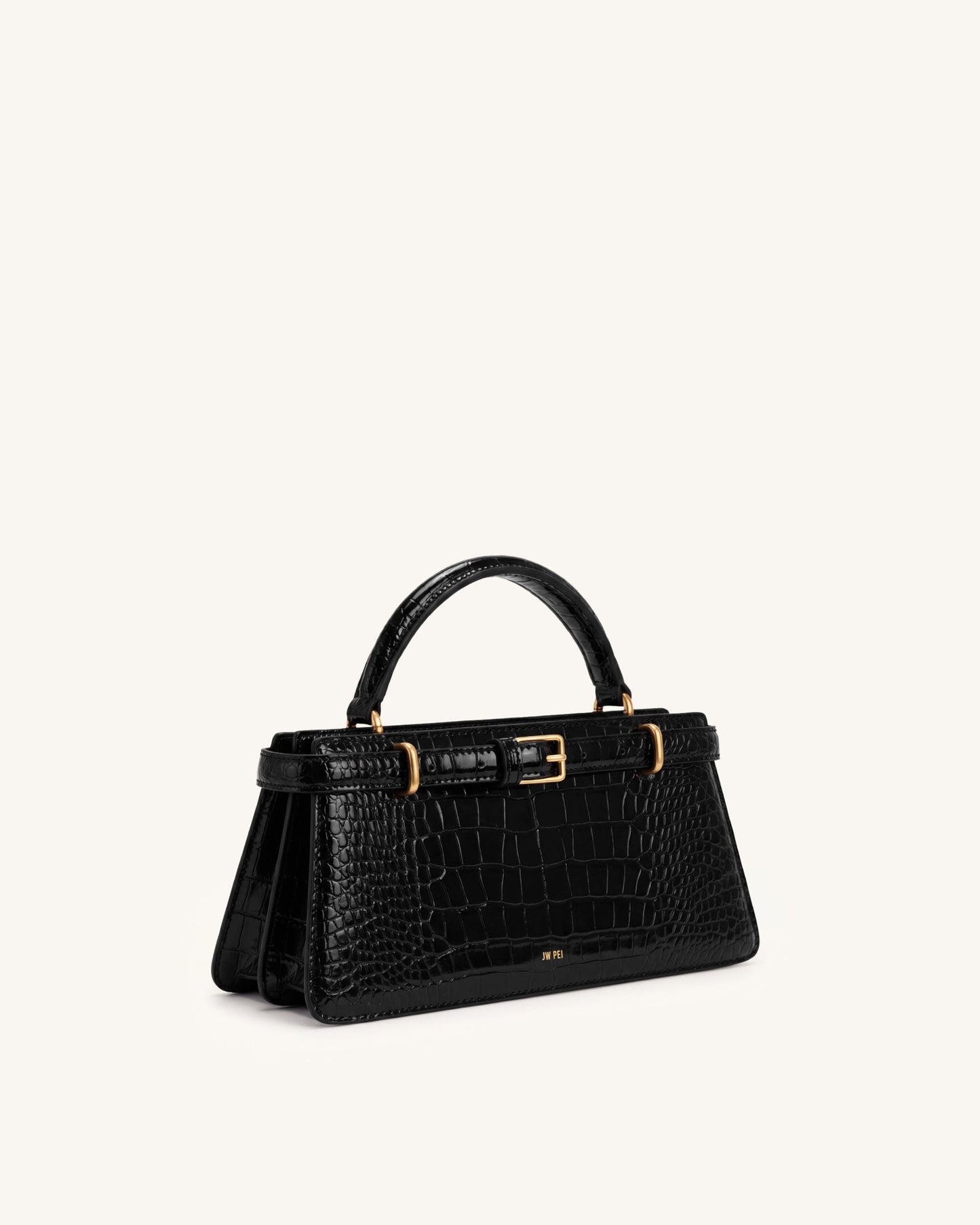 Elena Classic Top Handle Bag - Black Croc
