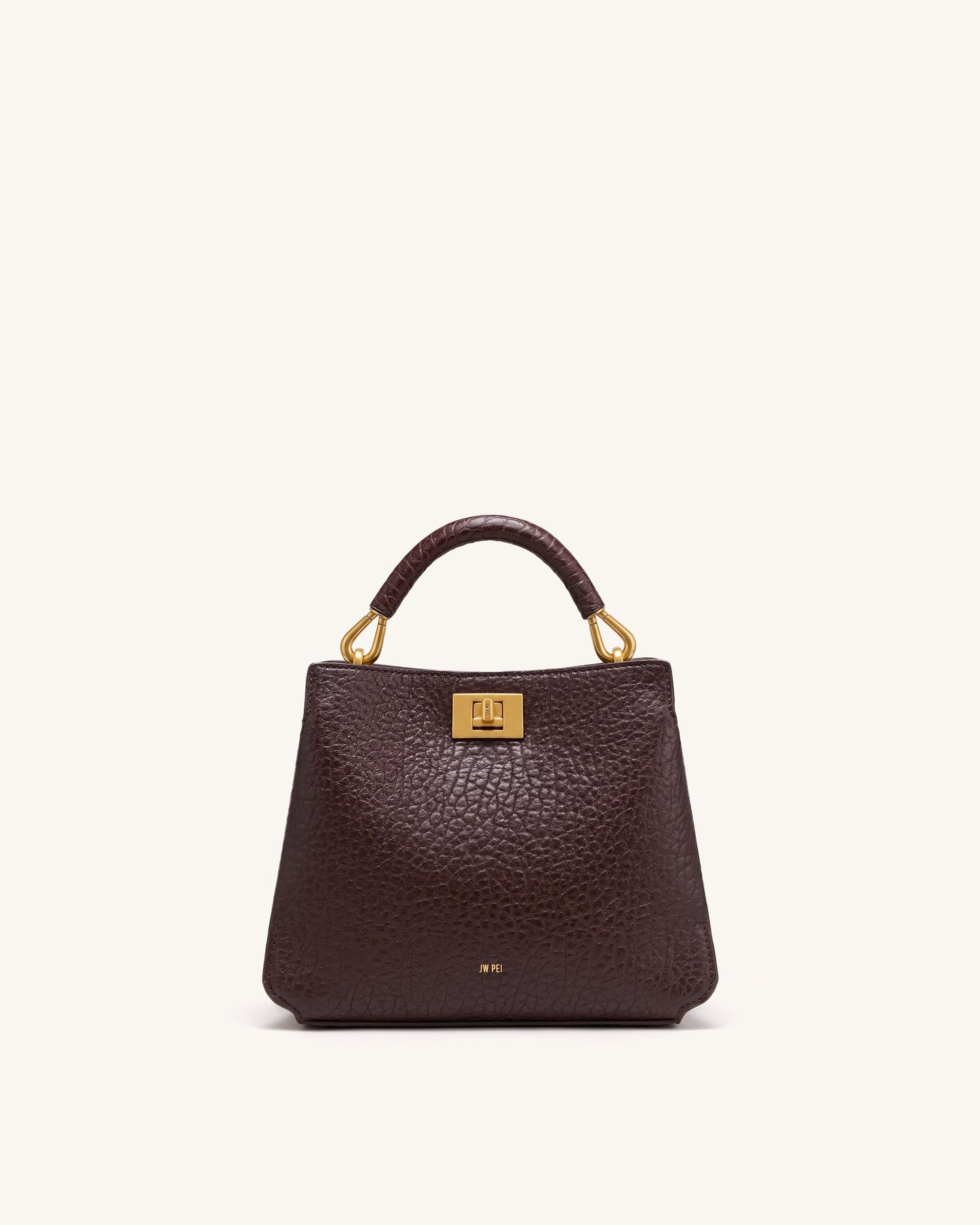 Lucia Elephant-Effect Top Handle Bag - Dark Brown