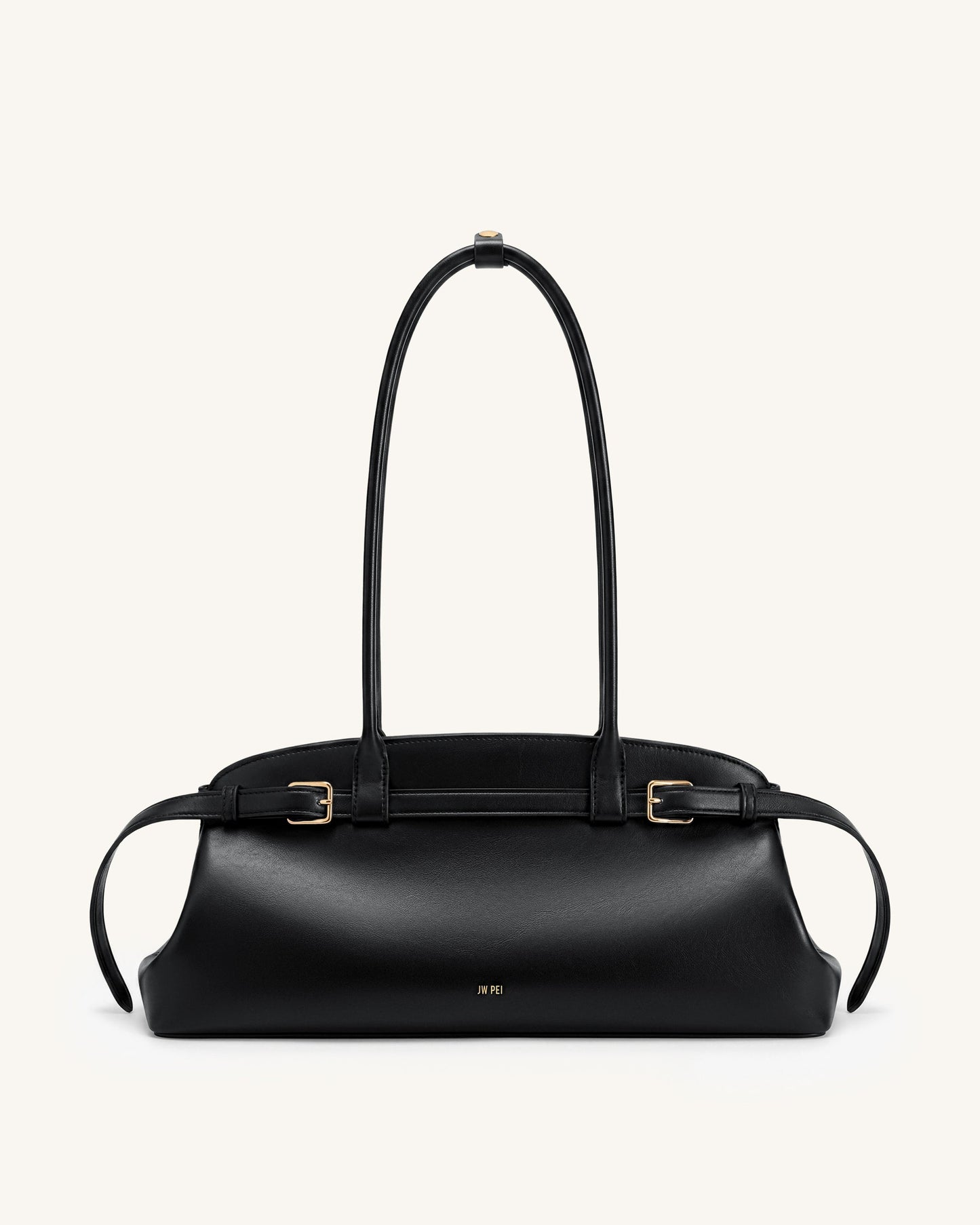 Arden Belt Detail East-West Shoulder Bag - Black
