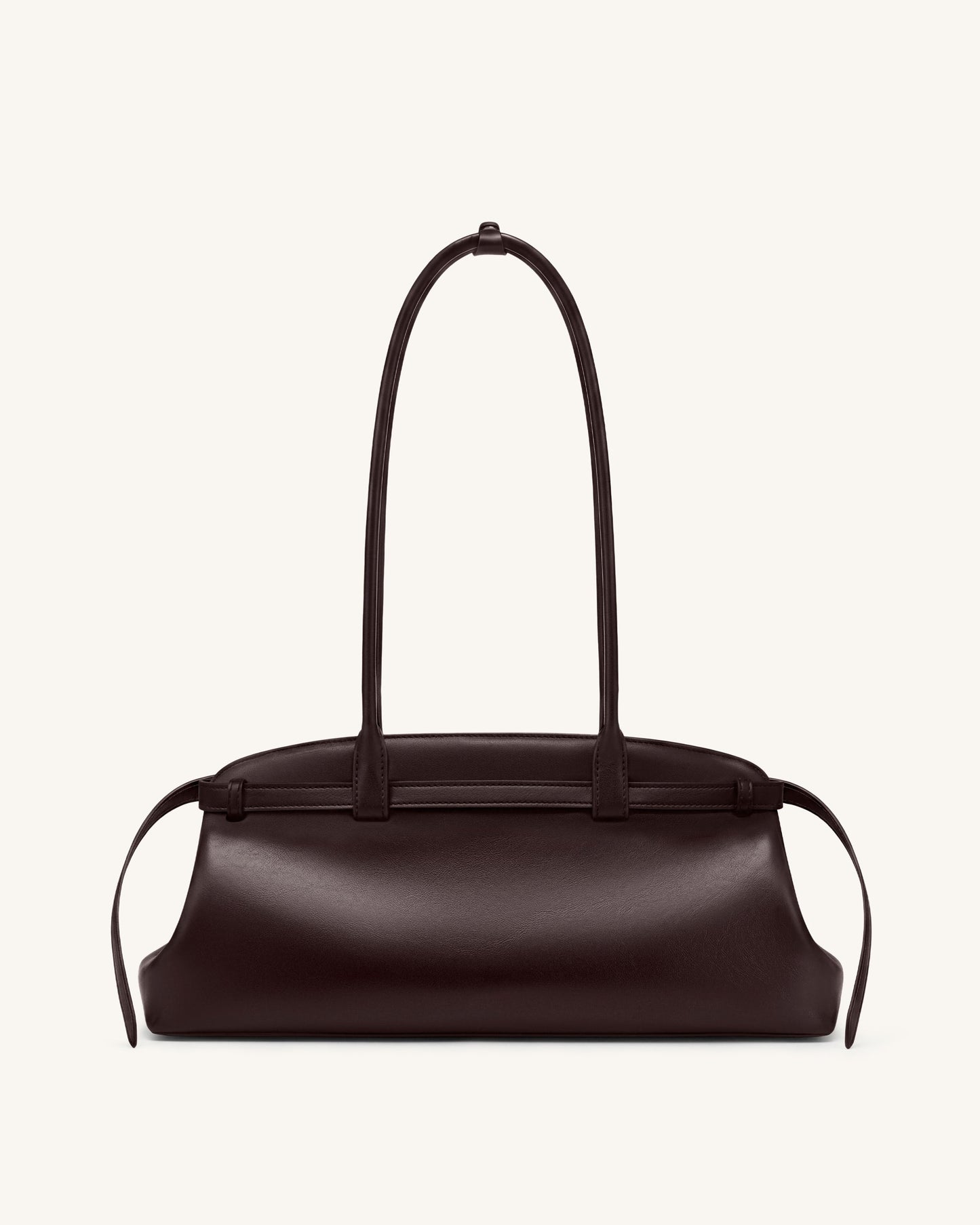 Arden Belt Detail East-West Shoulder Bag - Dark Brown