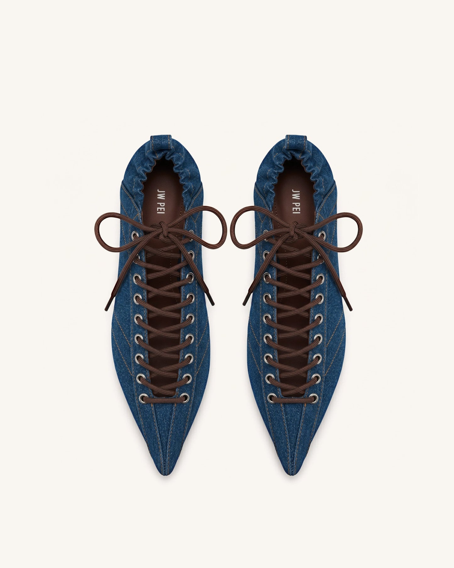 Ava Lace-Up Flats - Denim Blue