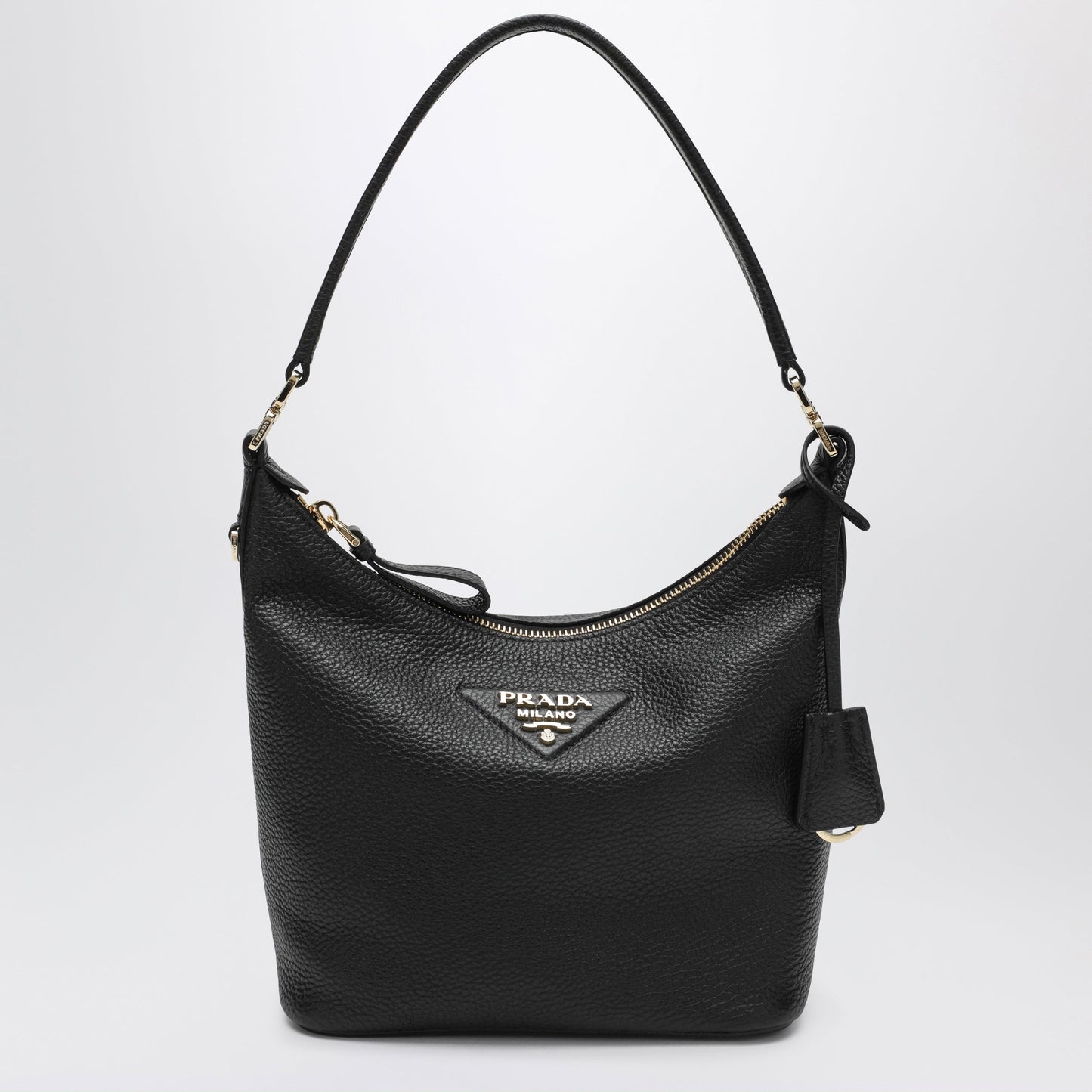 Prada Small Black Leather Hobo Bag Women