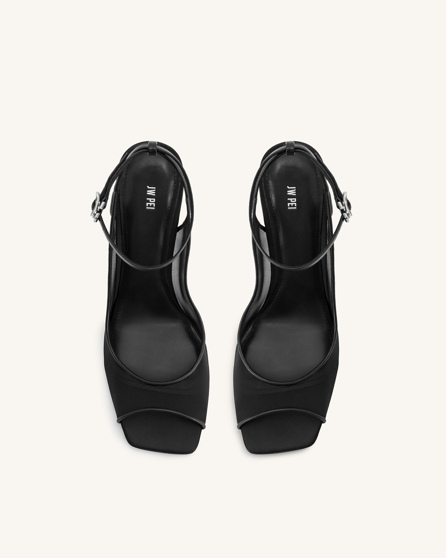 Serenity Open Toe Mesh Slingback Sandals - Black