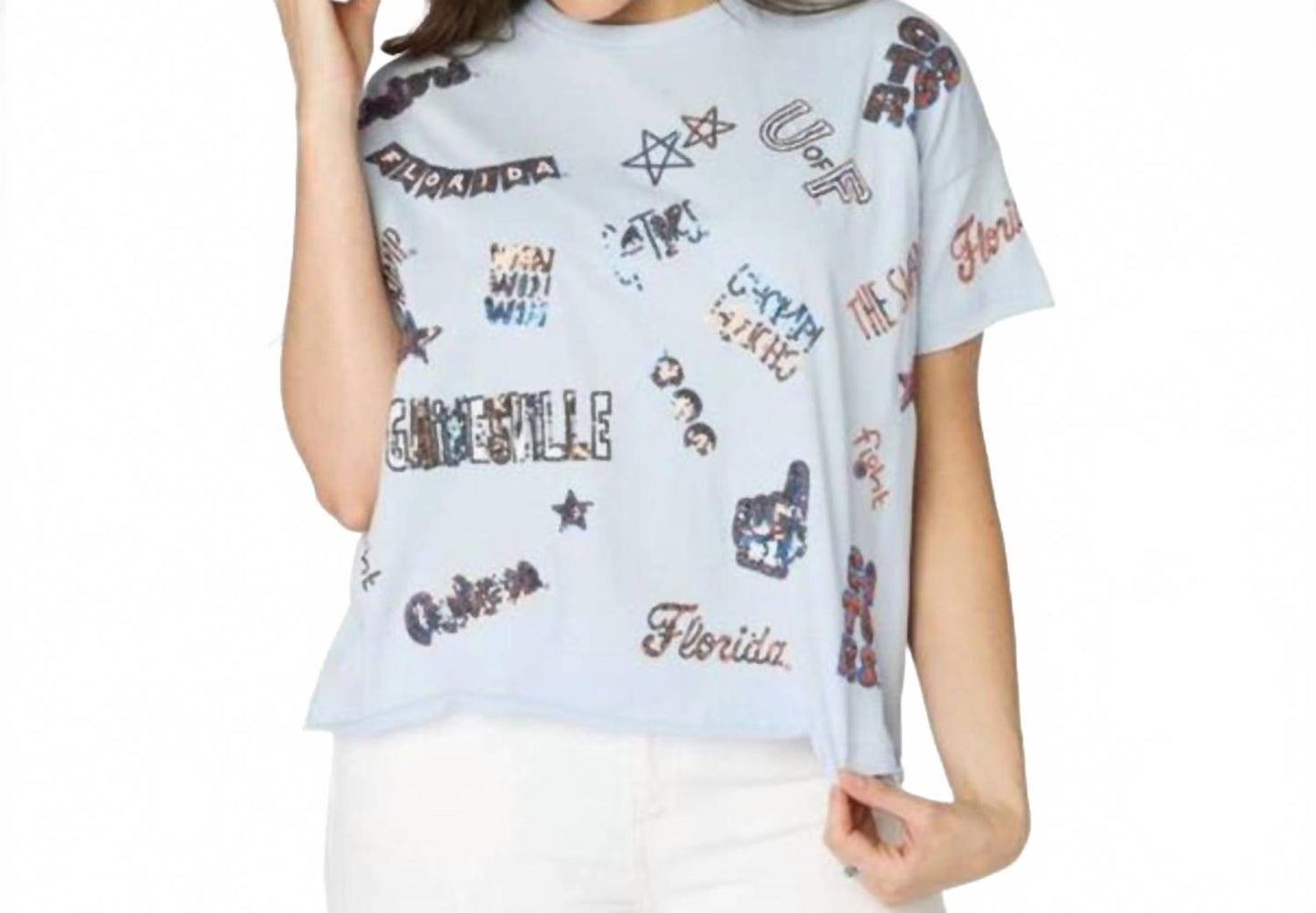 Women's The Florida Sequin Spirit Tee In Light Blue