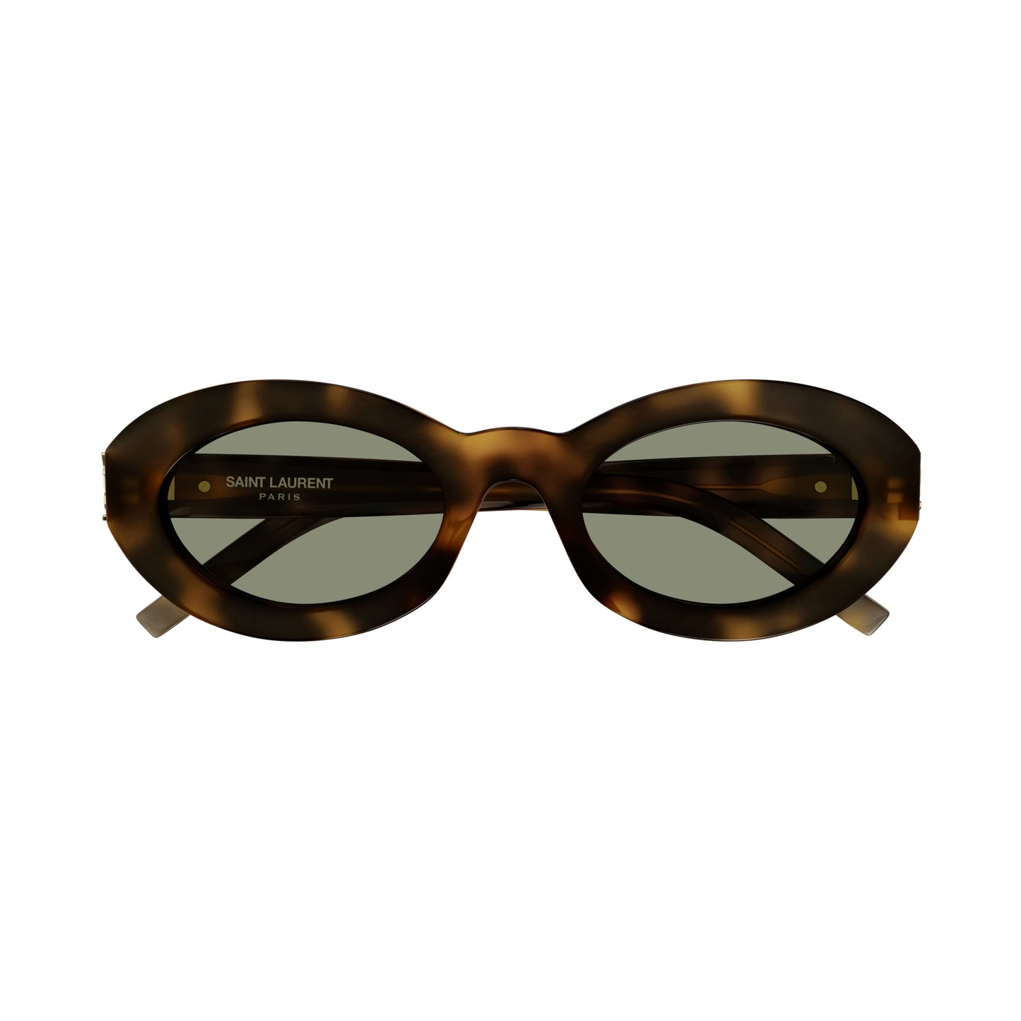 Oval Tortoiseshell Sunglasses With Muted Green Lenses