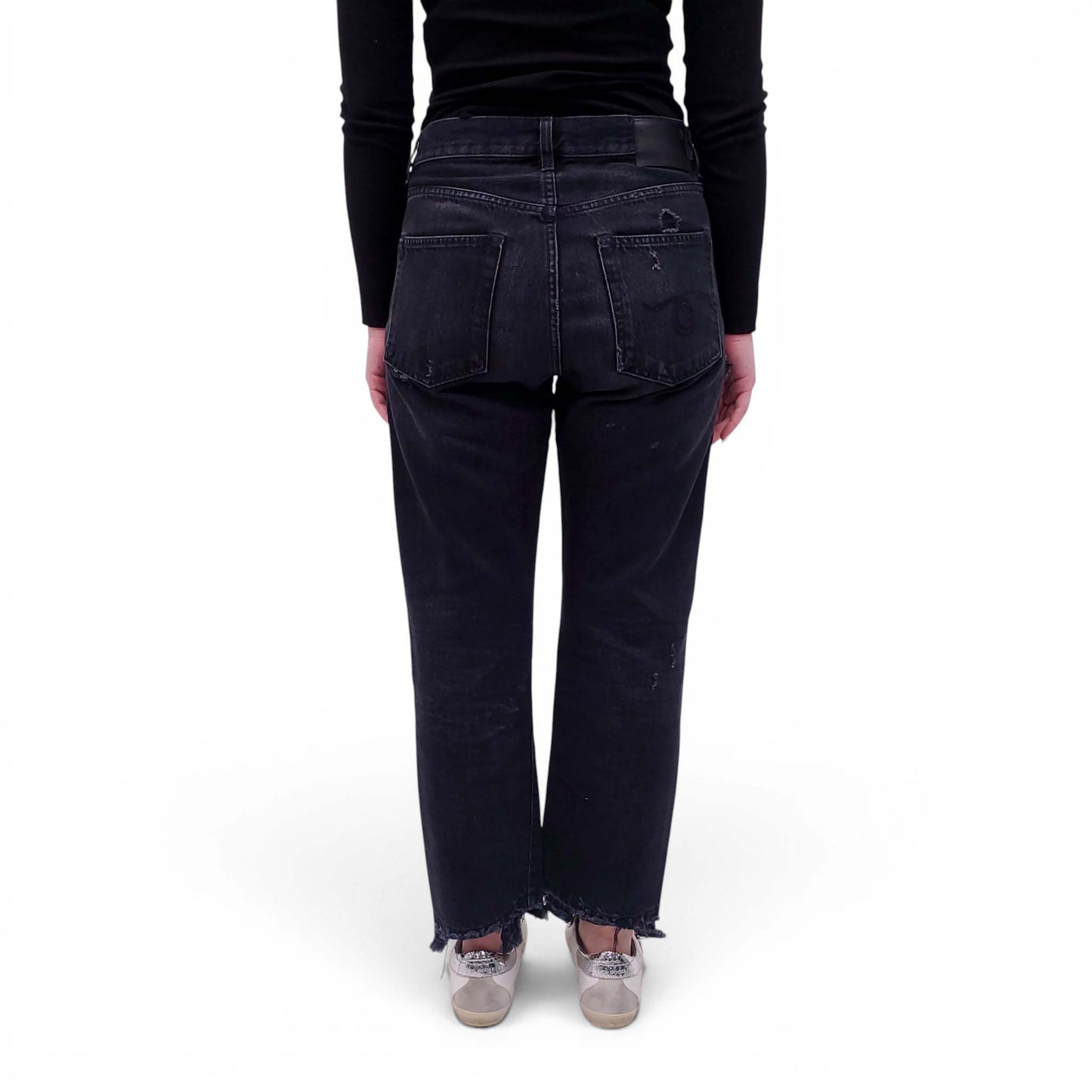 R13 DARK GREY 'BOYFRIEND' JEANS - SIZE 25