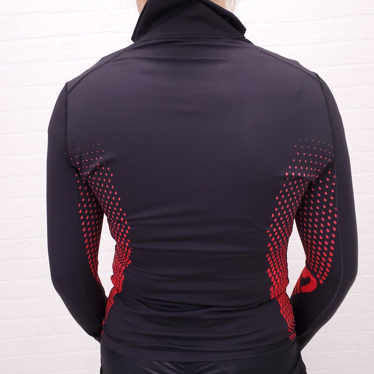 GIVENCHY RED AND BLACK NEOPRENE ZIP UP JUMPER - SIZE 36