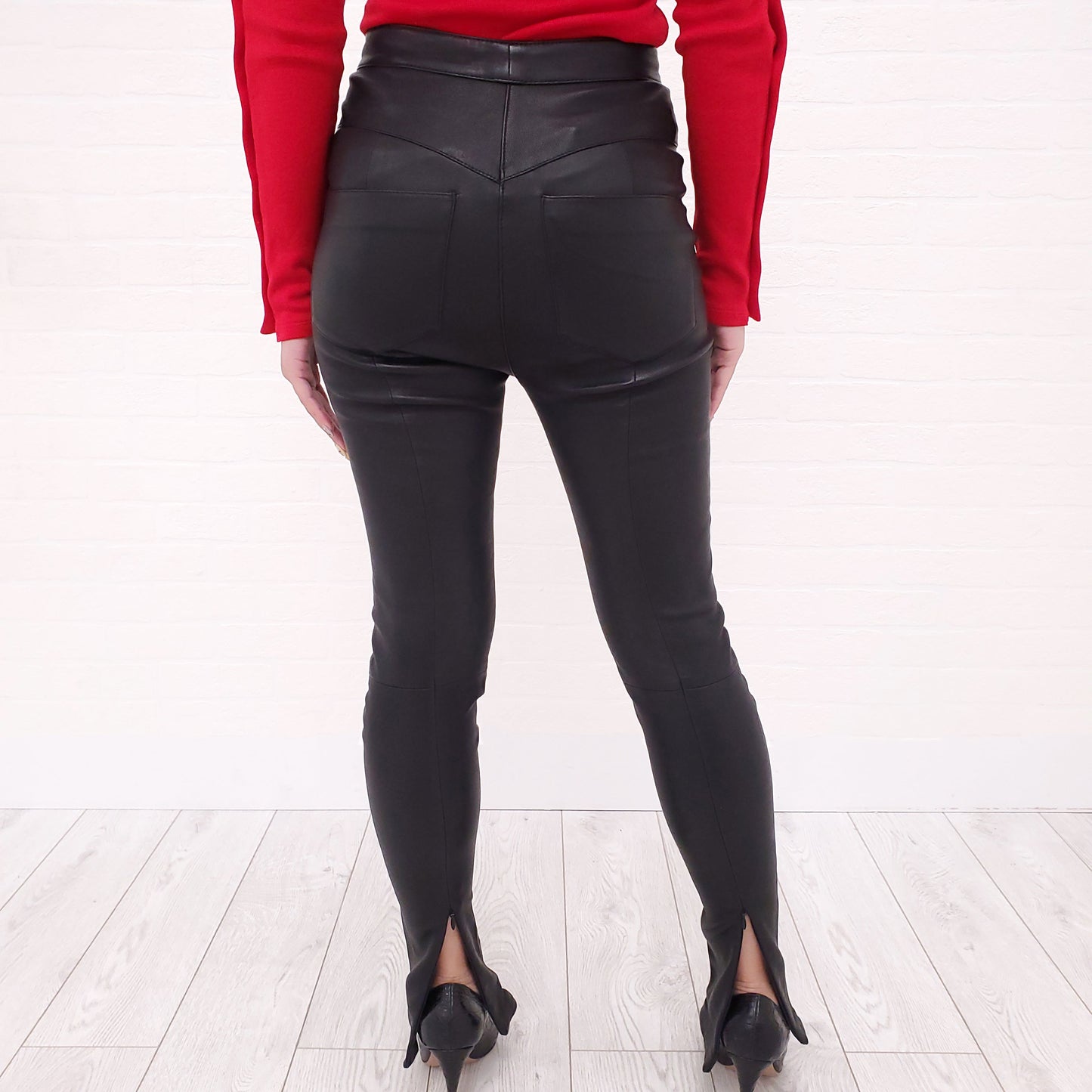 BALMAIN LEATHER PANTS - SIZE 34