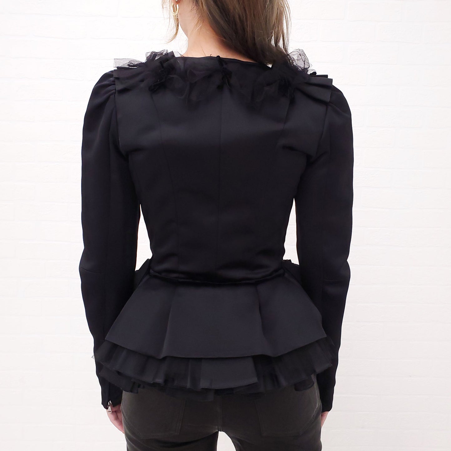 DOLCE & GABBANA BLACK JACKET WITH BOWS - SIZE 38
