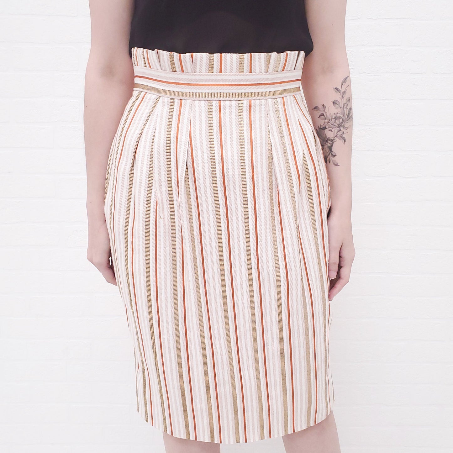 PETER PILOTTO STRIPED METALLIC SKIRT - SIZE 8
