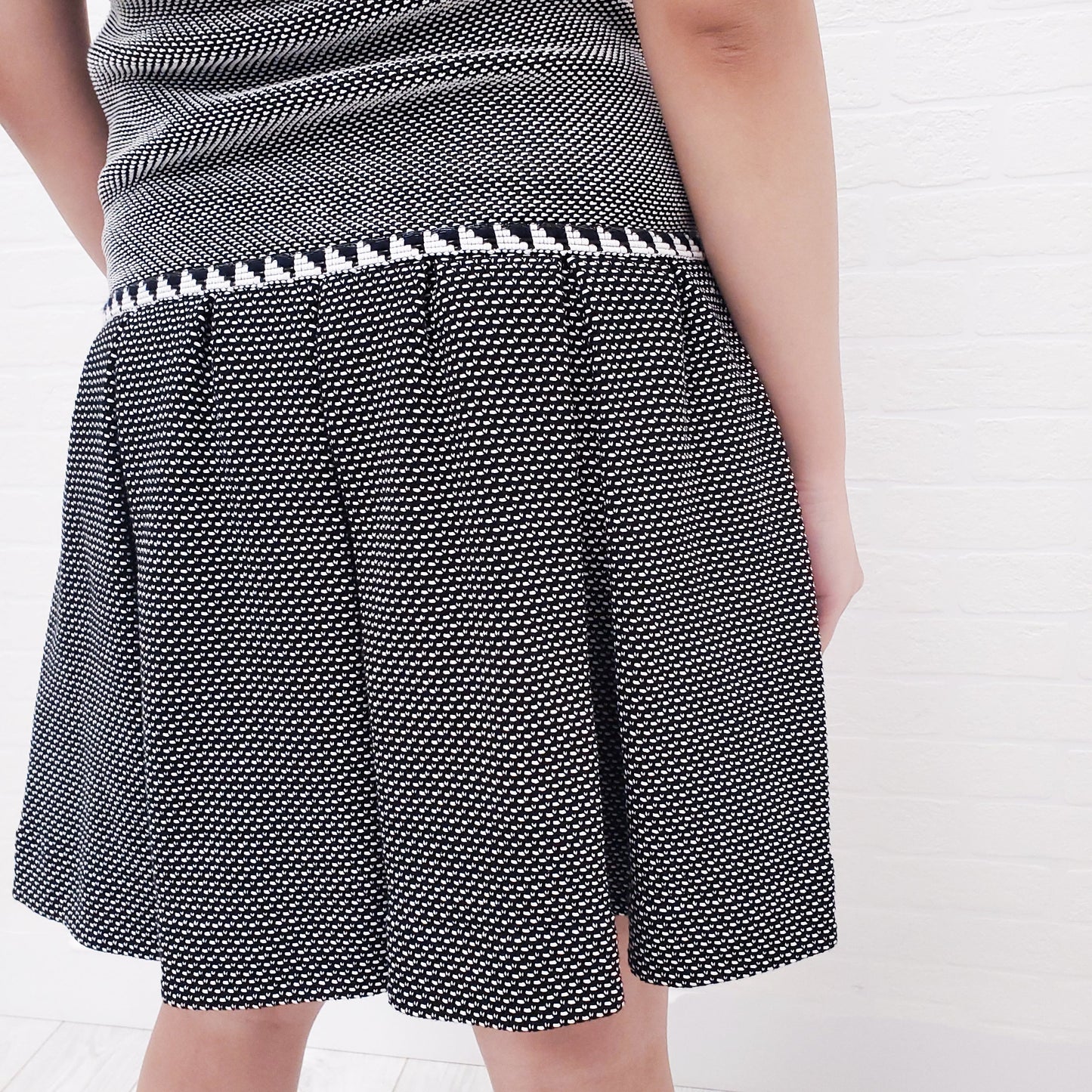CHANEL BLACK & WHITE BABYDOLL DRESS - SIZE 36