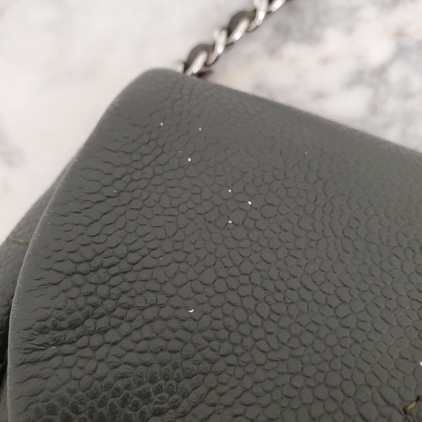 CHANEL KAKI HALF CRESCENT INTERLOCKING CC WALLET ON CHAIN