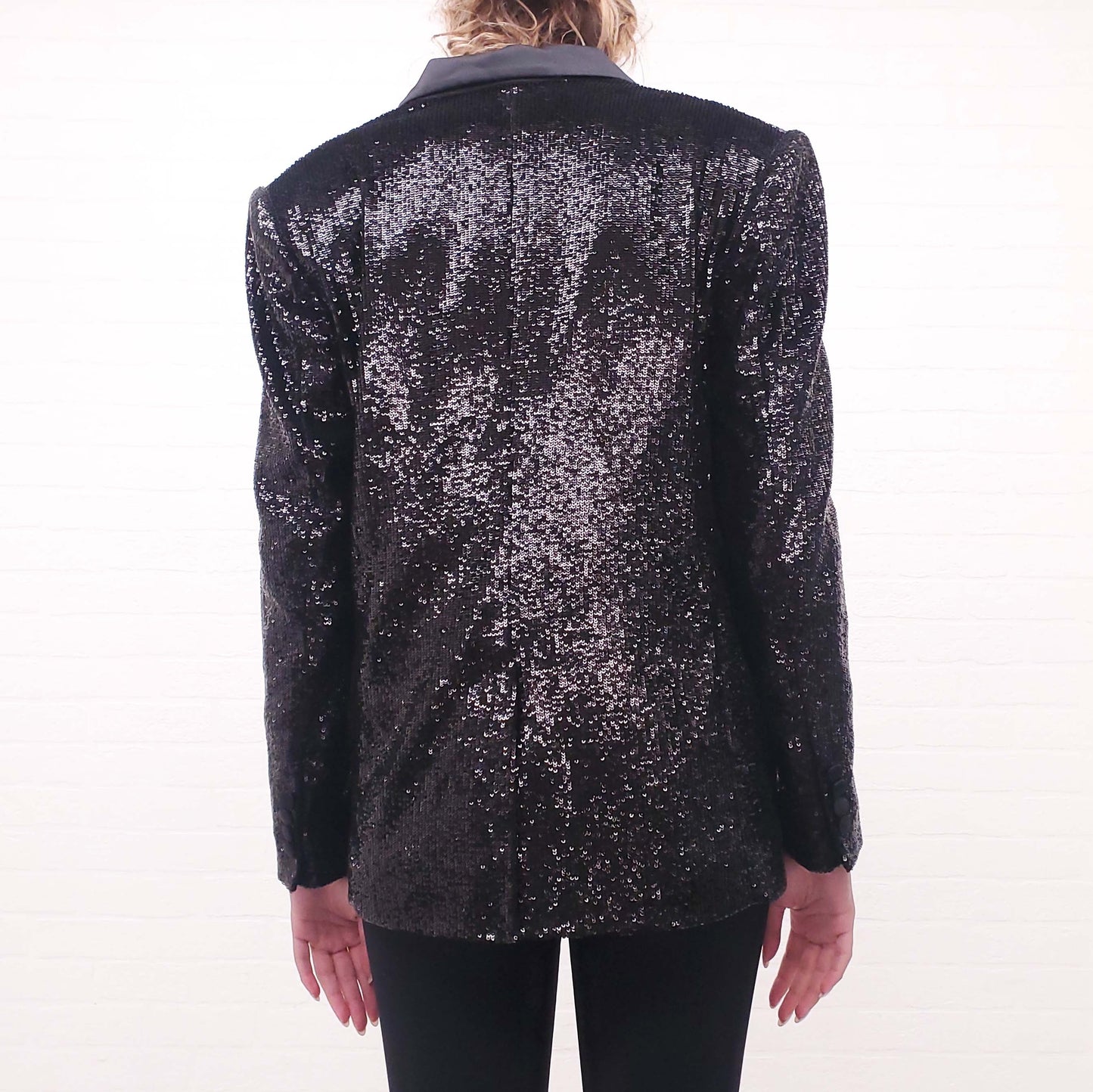 IRO OVERSIZED SEQUIN TUXEDO JACKET - SIZE 34