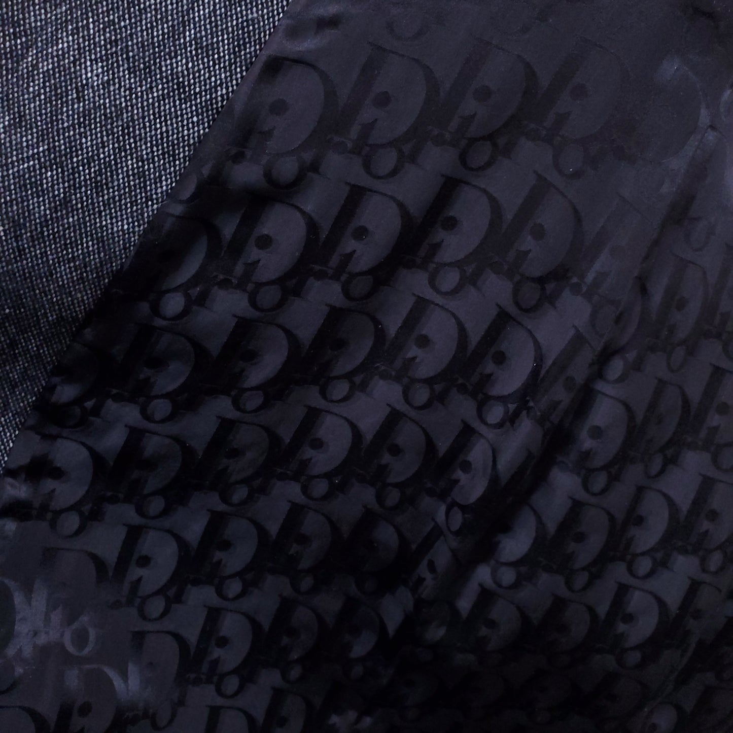 CHRISTIAN DIOR GREY TWEED COAT WITH LOGO LINING - SIZE 6