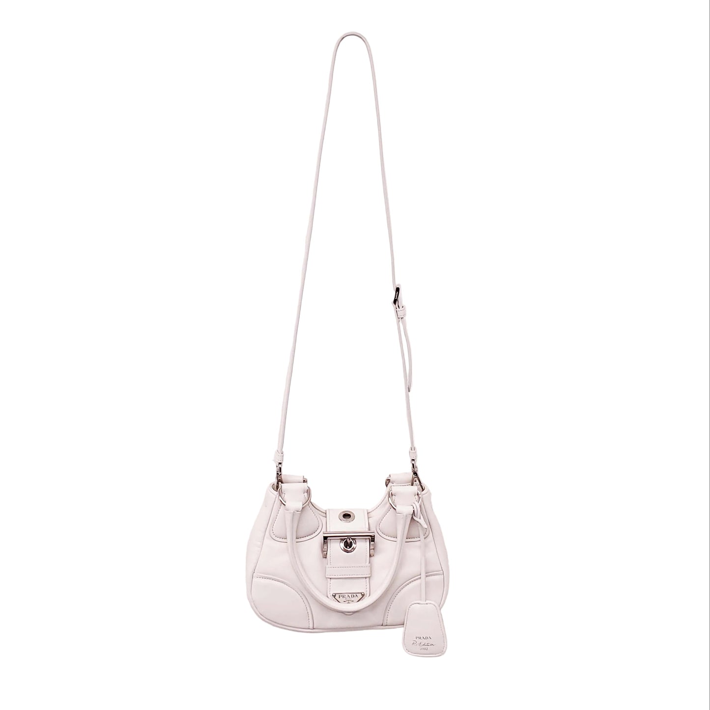 PRADA CREAM MOON PADDED LEATHER BAG