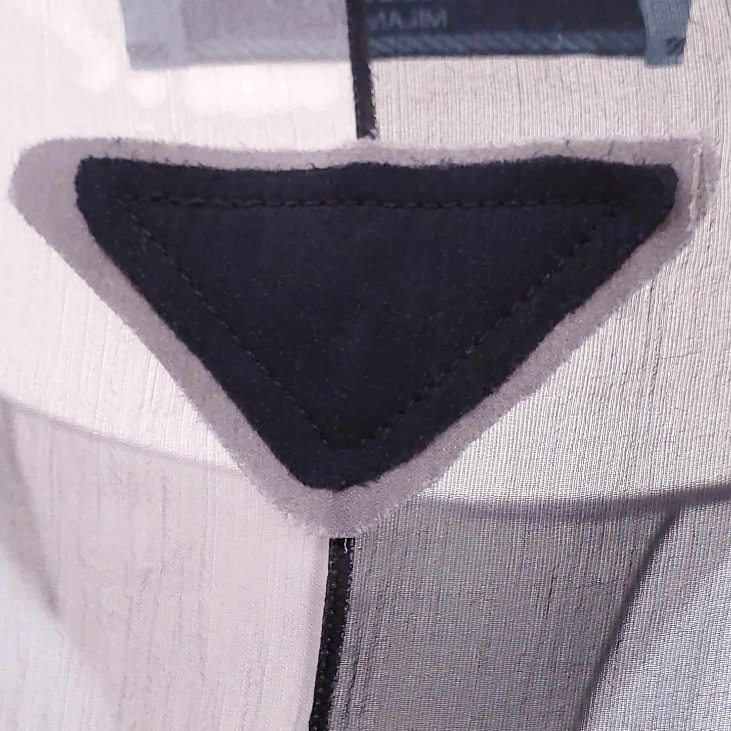 PRADA SILK STRIPED SHEER BLOUSE WITH LOGO DETAIL - SIZE 42