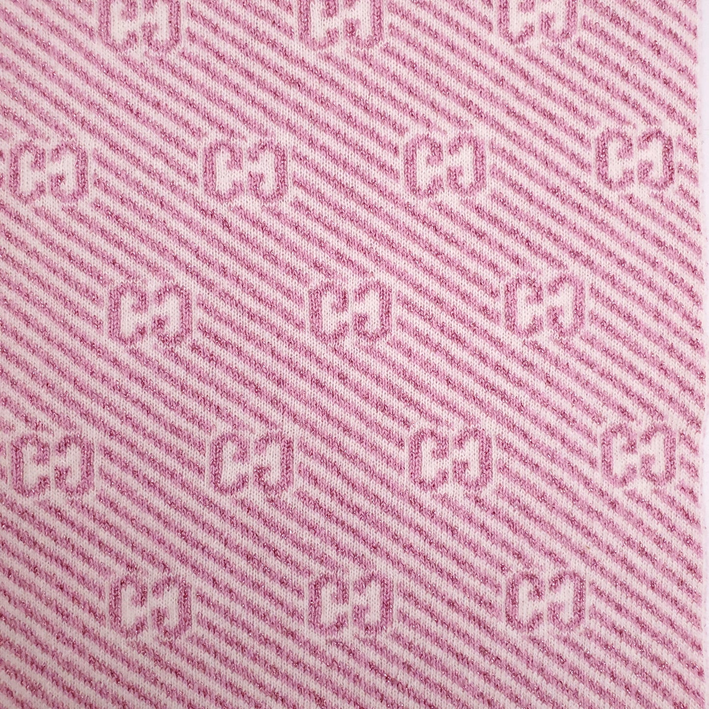 GUCCI PINK METALLIC STRIPE LOGO HAT AND SCARF - SIZE M
